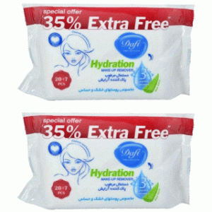 دستمال مرطوب پاک کننده آرایش دافی مدل Hydration پک 2 عددی دافی