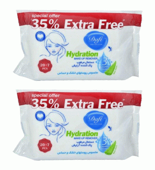دستمال مرطوب پاک کننده آرایش دافی مدل Hydration پک 2 عددی دافی