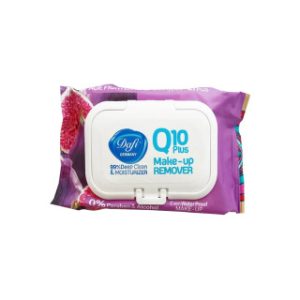 دستمال پاک کننده آرایشی مدل Q10 plus ضد پیری انجیر بسته 50عددی دافی