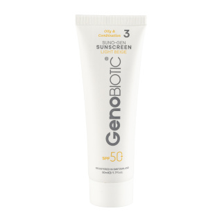 کرم ضد آفتاب رنگی ژنو بایوتیک با SPF50 مناسب پوست چرب و مختلط حجم 50 ملی لیتر