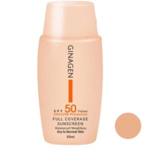 کرم ضد آفتاب رنگی ژیناژن مدل SPF50 شماره 03 مناسب پوست معمولی و خشک حجم 50 میلی لیتر