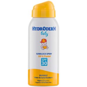 اسپری ضد آفتاب بی رنگ هیدرودرم با SPF30 مناسب کودک حجم 150 میلی لیتر
