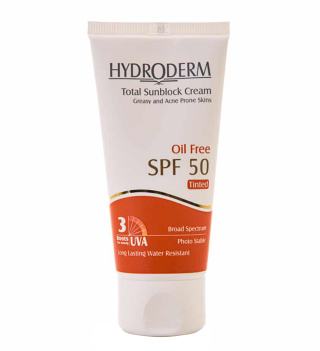 کرم ضد آفتاب رنگی هیدرودرم با SPF50 مناسب انواع پوست حجم 50 میلی لیتر