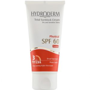 کرم ضد آفتاب رنگی هیدرودرم با SPF60 مناسب پوست خشک و حساس حجم 50 میلی لیتر