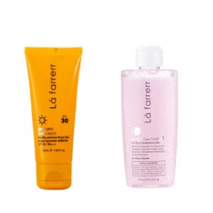 پک کرم ضد آفتاب بدون رنگ SPF3 مناسب پوست چرب و آکنهدار و تونر مولتی اکتیو #1 پوست چرب و مختلط لافارر