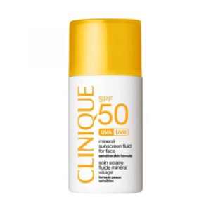 فلوئید ضد آفتاب بی رنگ کلینیک مدل Mineral با SPF50 مناسب پوست حساس حجم 30 میلی لیتر
