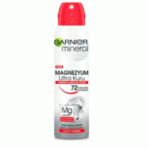 اسپری ضد تعریق و ضد لک زنانه 72 ساعته گارنیر مدل Magnezyum Ultra Kuru حجم 150 میلی لیتر