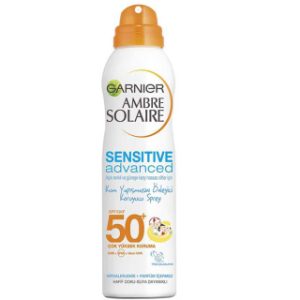 اسپری ضد آفتاب کودک و دافع شن و ماسه مدل SENSITIVE advanced (SPF 50+) حجم 200 میل گارنیر