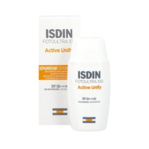 کرم ضد آفتاب بی رنگ ایزدین مدل Active Unify با SPF50 مناسب انواع پوست حجم 50 میلی لیتر