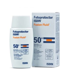 فلوئید ضد آفتاب بی رنگ ایزدین مدل Fusion با SPF50 مناسب انواع پوست حجم 50 میلی لیتر